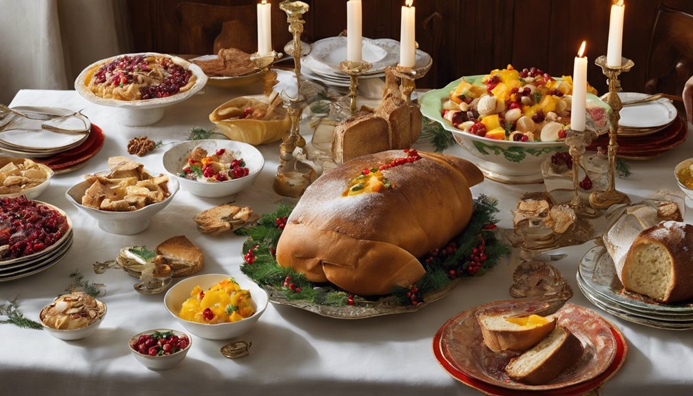christmas dinner and dishes